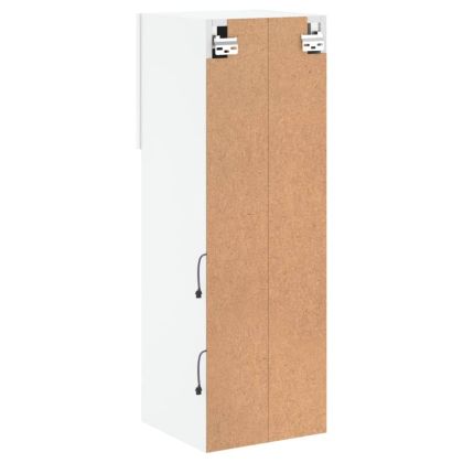 ТВ шкаф с LED осветление, бял, 30,5x30x90 см