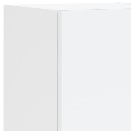 Комплект ТВ стенни шкафове, 7 части, с LED светлини, бели