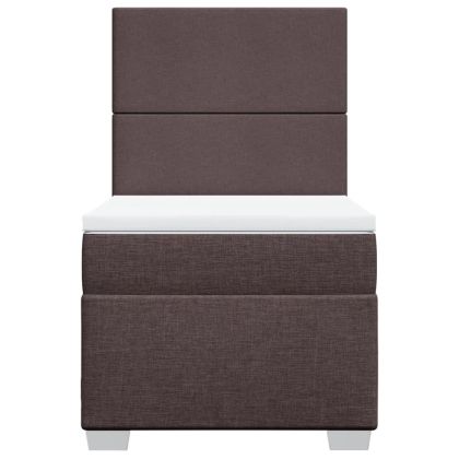 Боксспринг легло с матрак, тъмнокафяво, 80x200 см, плат