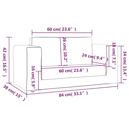 Детско диванче-легло, 2-местно, синьо, мек плюш