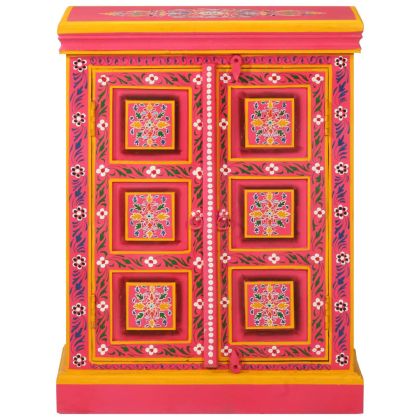 Бюфет, мангово дърво масив, розов, ръчно рисуван