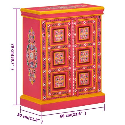 Бюфет, мангово дърво масив, розов, ръчно рисуван