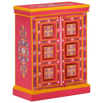 Бюфет, мангово дърво масив, розов, ръчно рисуван