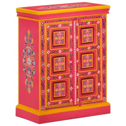 Бюфет, мангово дърво масив, розов, ръчно рисуван