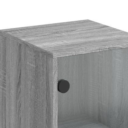 Висок шкаф със стъклена врати, сив сонома, 35x37x120 см