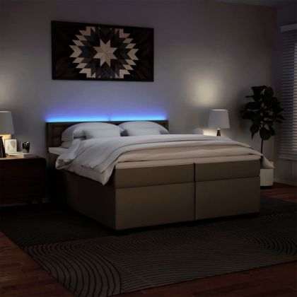 Боксспринг легло с матрак, капучино,200x200 см, изкуствена кожа