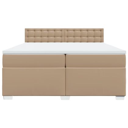 Боксспринг легло с матрак, капучино,200x200 см, изкуствена кожа