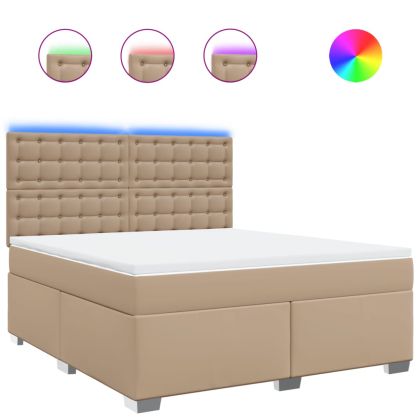 Боксспринг легло с матрак, капучино, 180x200см, изкуствена кожа