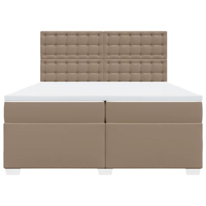 Боксспринг легло с матрак, капучино,200x200 см, изкуствена кожа