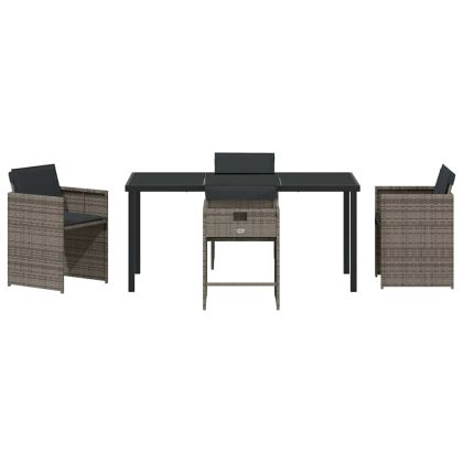 Комплект за хранене в градината 5 pcs Сив полиратан