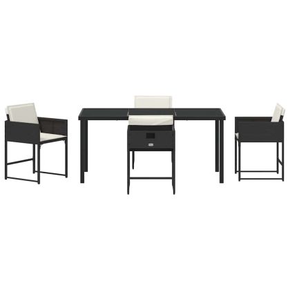 Комплект за хранене в градината 5 pcs Черно полиратан