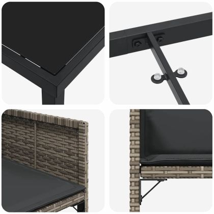 Комплект за хранене в градината 5 pcs Сив полиратан