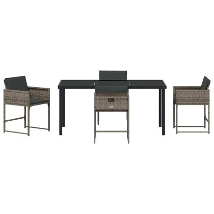 Комплект за хранене в градината 5 pcs Сив полиратан