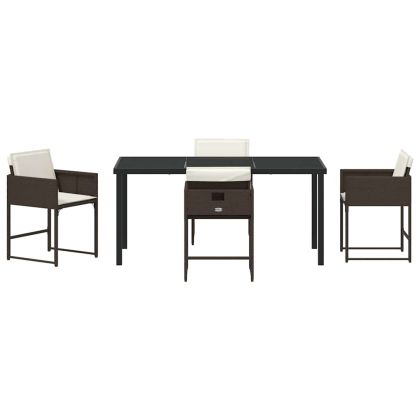 Комплект за хранене в градината 5 pcs Кафяво полиратан