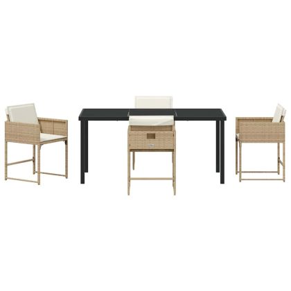 Комплект за хранене в градината 5 pcs Бежово полиратан