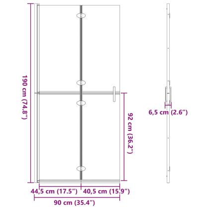 Стена на душ с влизане Черно и тъмнопрозрачно 90 x 190 cm