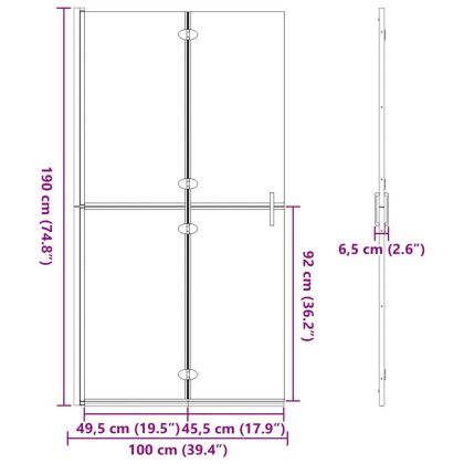 Стена на душ с влизане Черно и тъмнопрозрачно 100 x 190 cm