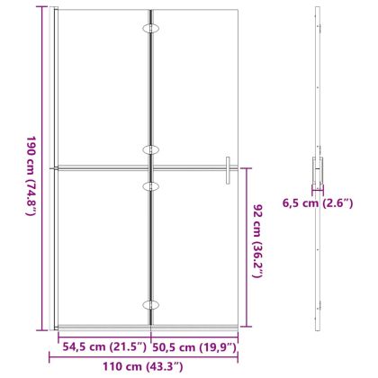 Стена на душ с влизане Черно и тъмнопрозрачно 110 x 190 cm