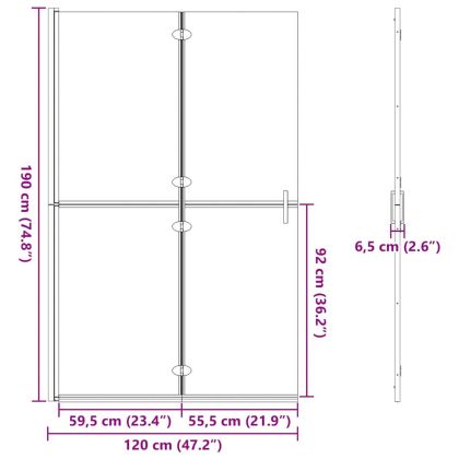 Стена на душ с влизане Черно и тъмнопрозрачно 120 x 190 cm