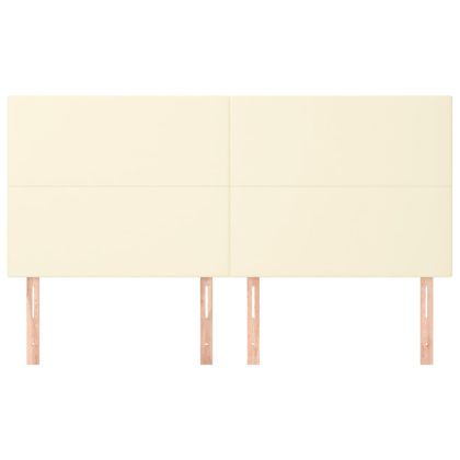 Табла за легло, кремава, 200x5x118/128 см, изкуствена кожа