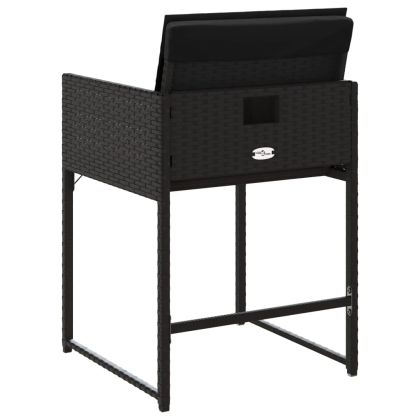 Градински столове с възглавници, 4 бр, черен, полиратан