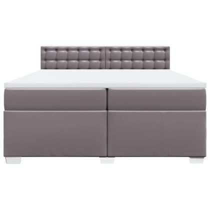 Боксспринг легло с матрак, сиво, 200x200 см, изкуствена кожа