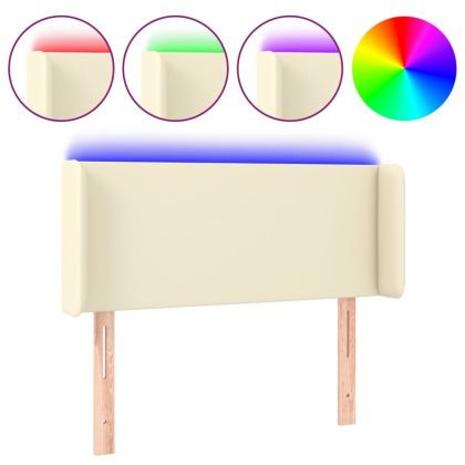 LED горна табла за легло, кремава,93x16x78/88 см