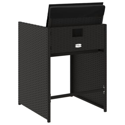 Градински столове с възглавници, 4 бр, черен, полиратан