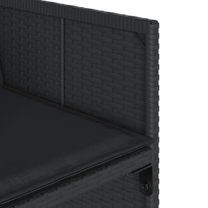 Градински столове с възглавници, 4 бр, черен, полиратан