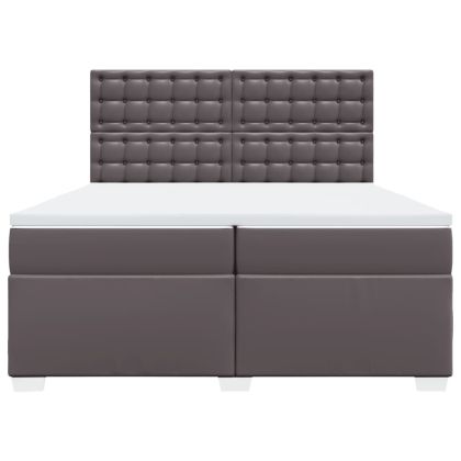 Боксспринг легло с матрак, сиво, 200x200 см, изкуствена кожа