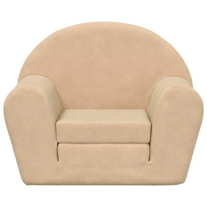 Детски диван-легло кремав мек плюш