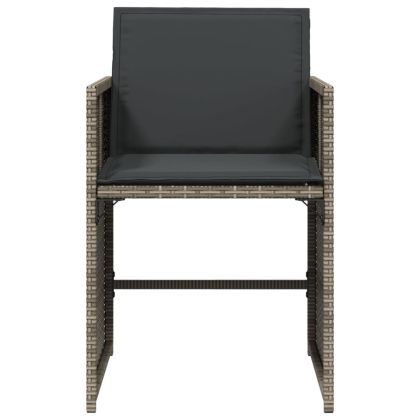 Градински столове с възглавници, 4 бр, сиви, полиратан