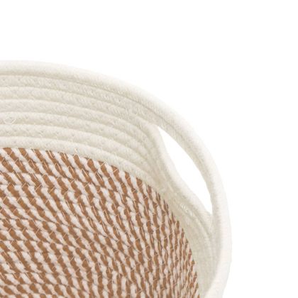 Кош за съхранение, 2 бр, кафяво и бяло, Ø24x18 см, памук