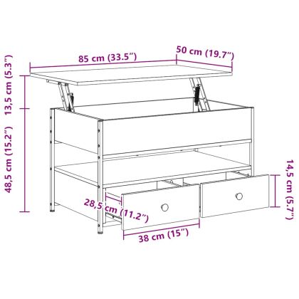 Кафе маса, сонома дъб, 85x50x50 см, инженерно дърво и метал