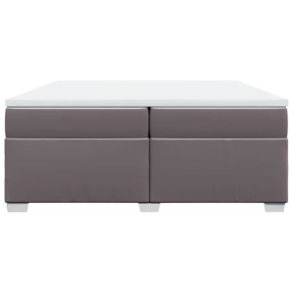 Боксспринг легло с матрак, сиво, 200x200 см, изкуствена кожа