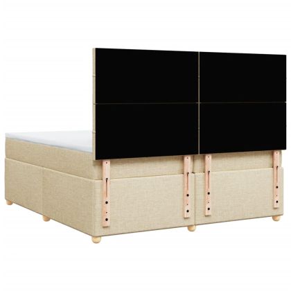 Боксспринг легло с матрак, кремаво, 200x200 см, плат