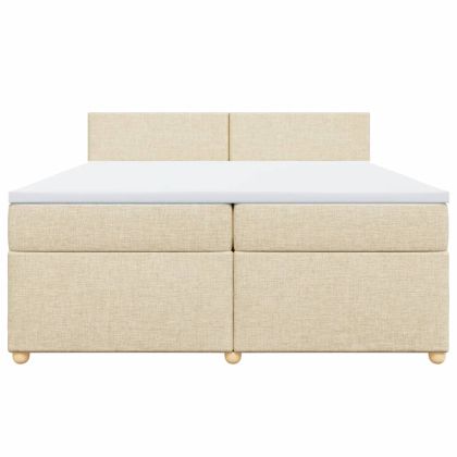 Боксспринг легло с матрак, кремаво, 200x200 см, плат