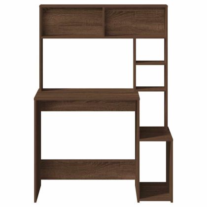 Бюро с рафтове, кафяв дъб, 100x45x140 см, инженерно дърво