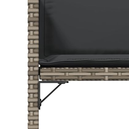 Градински столове с възглавници, 4 бр, сиви, полиратан