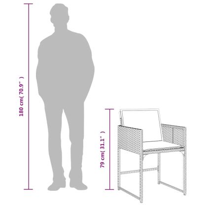 Градински столове с възглавници, 4 бр, сиви, полиратан