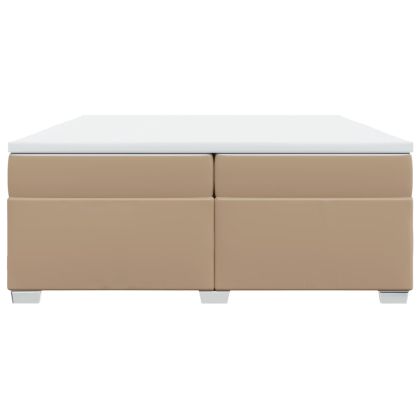 Боксспринг легло с матрак, капучино,200x200 см, изкуствена кожа