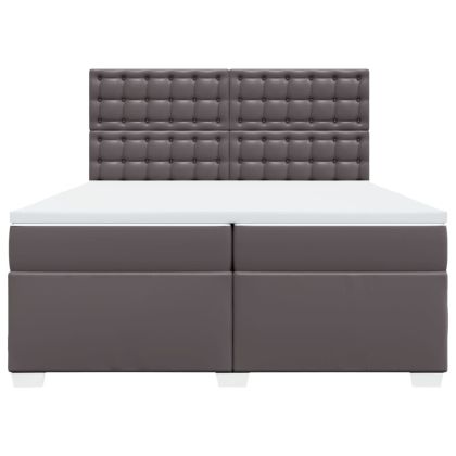 Боксспринг легло с матрак, сиво, 200x200 см, изкуствена кожа