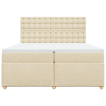 Боксспринг легло с матрак, кремаво, 200x200 см, плат