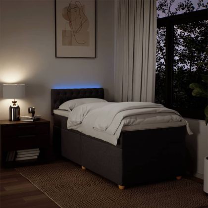 Боксспринг легло с матрак, тъмнокафяво, 80x200 см, плат