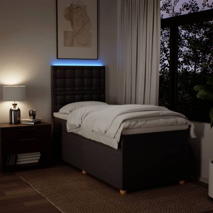 Боксспринг легло с матрак, тъмнокафяво, 80x200 см, плат