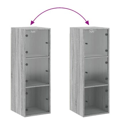 Стенен шкаф със стъклени врати, сив сонома, 35x37x100 см