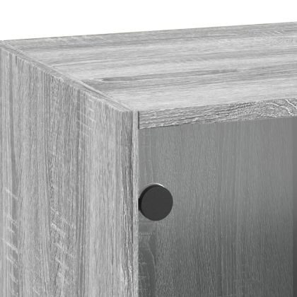 Стенен шкаф със стъклени врати, сив сонома, 35x37x100 см