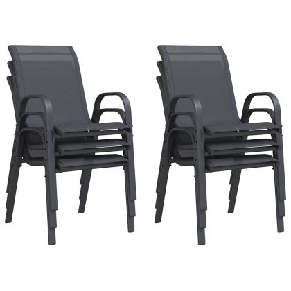 Стифиращи градински столове, 6 бр, сиви, тъкан textilene