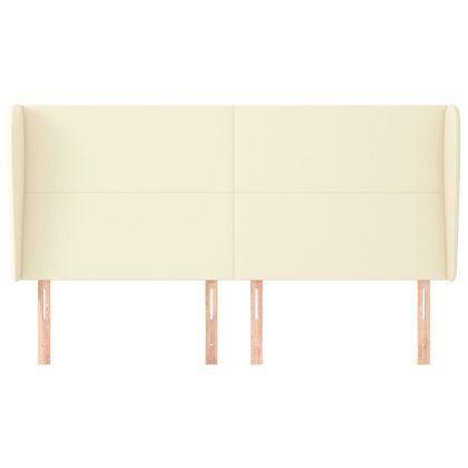 Горна табла с уши, кремава, 163x23x118/128 см, изкуствена кожа