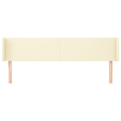 Горна табла за легло, кремава, 163x16x78/88 см, изкуствена кожа